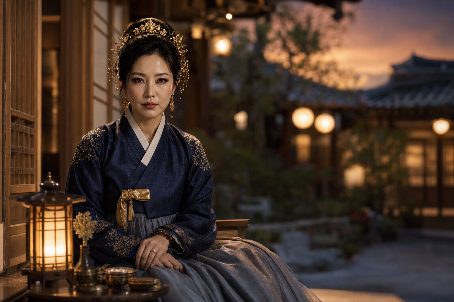 목화토금수 오행의 성질에 따른 연인들의 서로 다른 대화법과 애정 표현 스타일을 두루마리 그림으로 설명해 주는 무당.